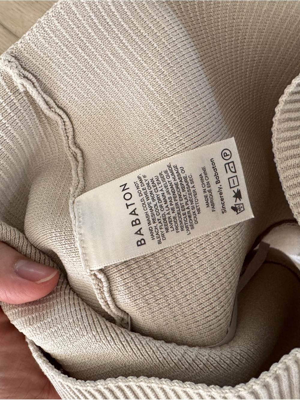 Babaton Cream Ribbed Cross-Back Crop Top - Picture 5 of 5